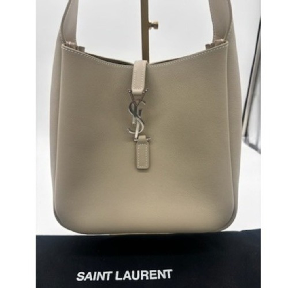 Yves Saint Laurent YSL Smooth Calfskin Small Le 5 A 7 Soft Hobo Bone Bag Purse - Picture 2 of 11